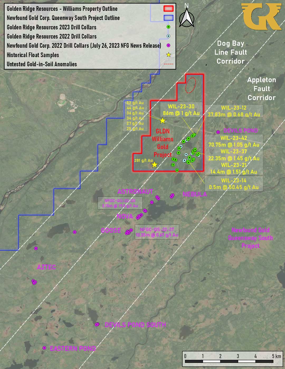 Figure 2 - GLDN Williams Property Located Within Newfound Gold Corp.’s Queensway South Project